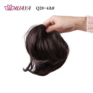 HUAYA Synthetic Curly Chignon Messy Scrunchie Elastic Rubber Band Hair Buns Wrap on Ponytail Natural Fake Hair Blonde Grey