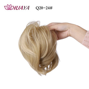 HUAYA Synthetic Curly Chignon Messy Scrunchie Elastic Rubber Band Hair Buns Wrap on Ponytail Natural Fake Hair Blonde Grey