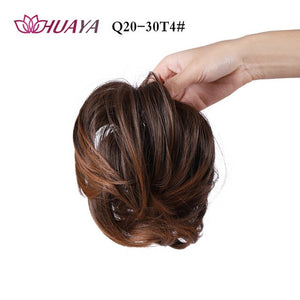 HUAYA Synthetic Curly Chignon Messy Scrunchie Elastic Rubber Band Hair Buns Wrap on Ponytail Natural Fake Hair Blonde Grey