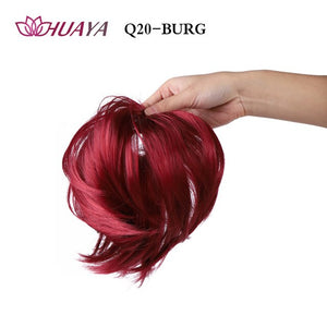 HUAYA Synthetic Curly Chignon Messy Scrunchie Elastic Rubber Band Hair Buns Wrap on Ponytail Natural Fake Hair Blonde Grey