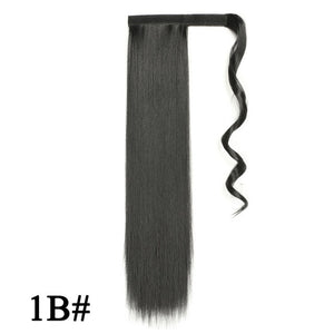 Leeons Long Curly Clip In Hair Tail 21Inch Synthetic Drawstring Ponytail Hairpiece With Hairpins Wrap Pony Tail Hair Extension