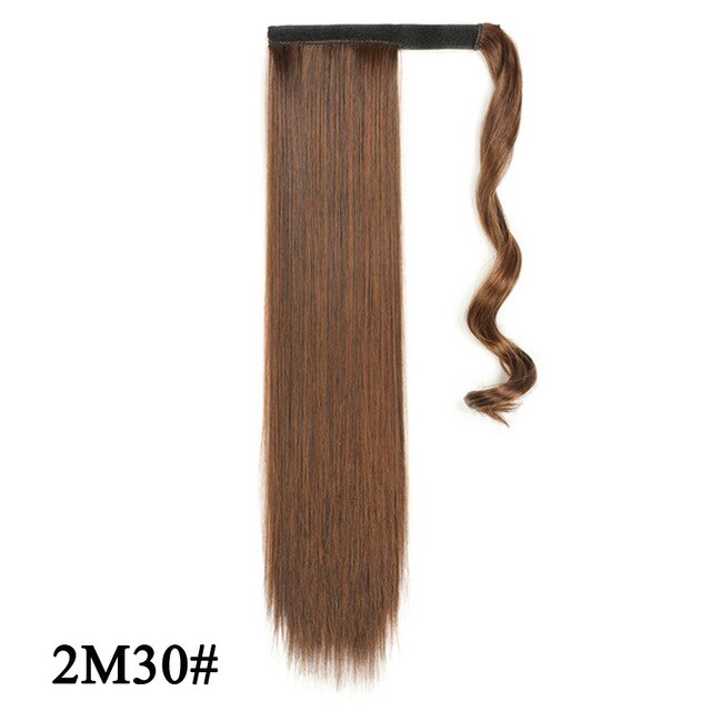 Leeons Long Curly Clip In Hair Tail 21Inch Synthetic Drawstring Ponytail Hairpiece With Hairpins Wrap Pony Tail Hair Extension
