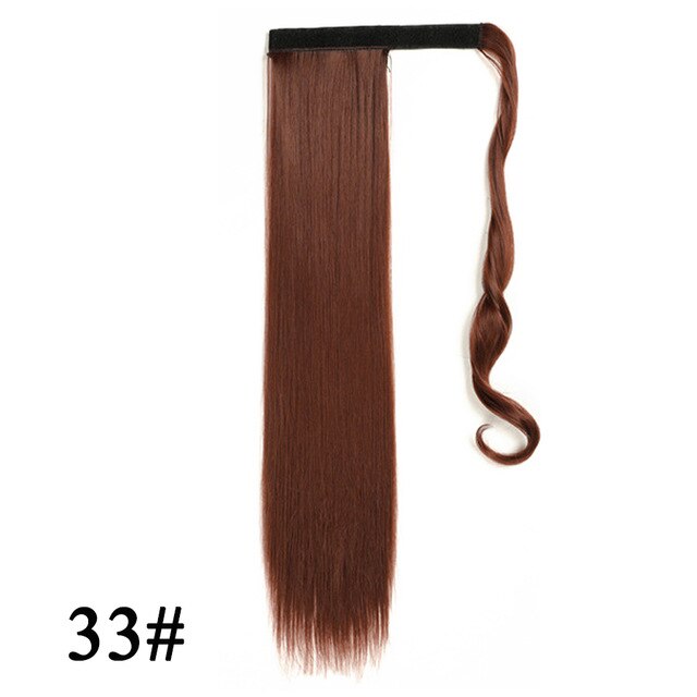 Leeons Long Curly Clip In Hair Tail 21Inch Synthetic Drawstring Ponytail Hairpiece With Hairpins Wrap Pony Tail Hair Extension