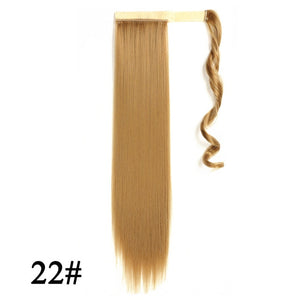 Leeons Long Curly Clip In Hair Tail 21Inch Synthetic Drawstring Ponytail Hairpiece With Hairpins Wrap Pony Tail Hair Extension