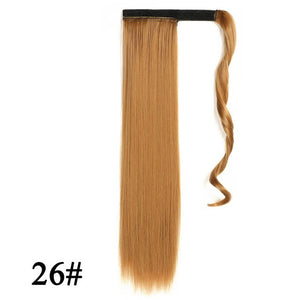Leeons Long Curly Clip In Hair Tail 21Inch Synthetic Drawstring Ponytail Hairpiece With Hairpins Wrap Pony Tail Hair Extension