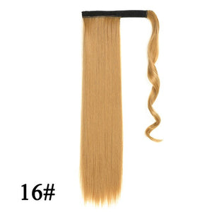 Leeons Long Curly Clip In Hair Tail 21Inch Synthetic Drawstring Ponytail Hairpiece With Hairpins Wrap Pony Tail Hair Extension