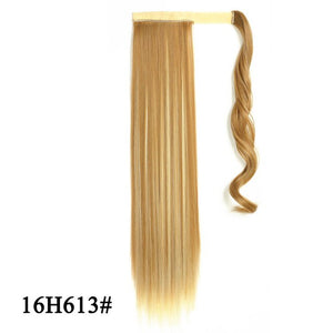 Leeons Long Curly Clip In Hair Tail 21Inch Synthetic Drawstring Ponytail Hairpiece With Hairpins Wrap Pony Tail Hair Extension