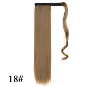 Leeons Long Curly Clip In Hair Tail 21Inch Synthetic Drawstring Ponytail Hairpiece With Hairpins Wrap Pony Tail Hair Extension