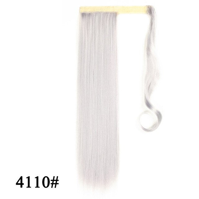 Leeons Long Curly Clip In Hair Tail 21Inch Synthetic Drawstring Ponytail Hairpiece With Hairpins Wrap Pony Tail Hair Extension