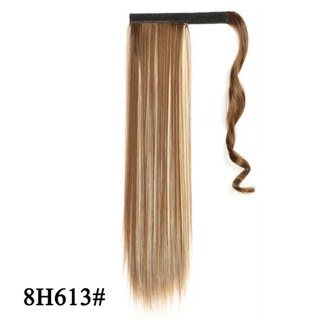 Leeons Long Curly Clip In Hair Tail 21Inch Synthetic Drawstring Ponytail Hairpiece With Hairpins Wrap Pony Tail Hair Extension