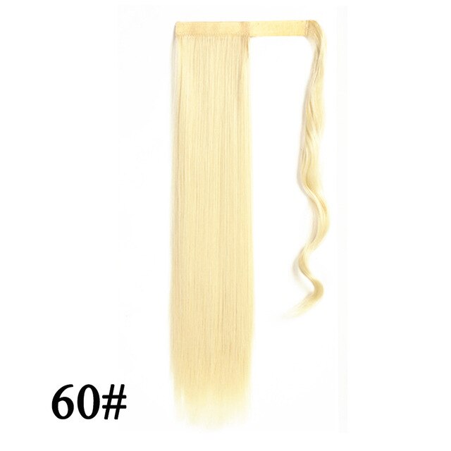 Leeons Long Curly Clip In Hair Tail 21Inch Synthetic Drawstring Ponytail Hairpiece With Hairpins Wrap Pony Tail Hair Extension