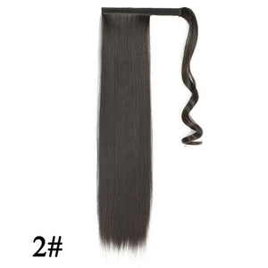 Leeons Long Curly Clip In Hair Tail 21Inch Synthetic Drawstring Ponytail Hairpiece With Hairpins Wrap Pony Tail Hair Extension