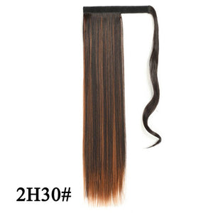 Leeons Long Curly Clip In Hair Tail 21Inch Synthetic Drawstring Ponytail Hairpiece With Hairpins Wrap Pony Tail Hair Extension