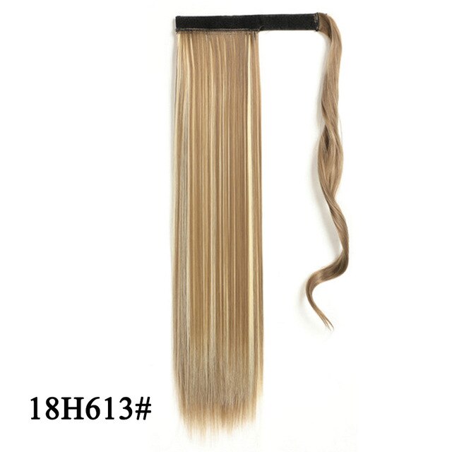 Leeons Long Curly Clip In Hair Tail 21Inch Synthetic Drawstring Ponytail Hairpiece With Hairpins Wrap Pony Tail Hair Extension