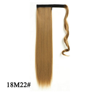 Leeons Long Curly Clip In Hair Tail 21Inch Synthetic Drawstring Ponytail Hairpiece With Hairpins Wrap Pony Tail Hair Extension