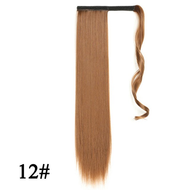 Leeons Long Curly Clip In Hair Tail 21Inch Synthetic Drawstring Ponytail Hairpiece With Hairpins Wrap Pony Tail Hair Extension