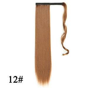 Leeons Long Curly Clip In Hair Tail 21Inch Synthetic Drawstring Ponytail Hairpiece With Hairpins Wrap Pony Tail Hair Extension