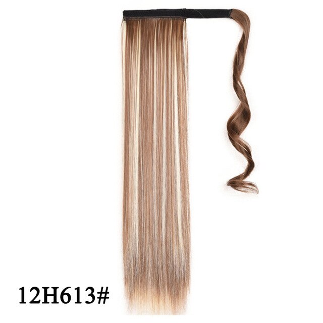 Leeons Long Curly Clip In Hair Tail 21Inch Synthetic Drawstring Ponytail Hairpiece With Hairpins Wrap Pony Tail Hair Extension