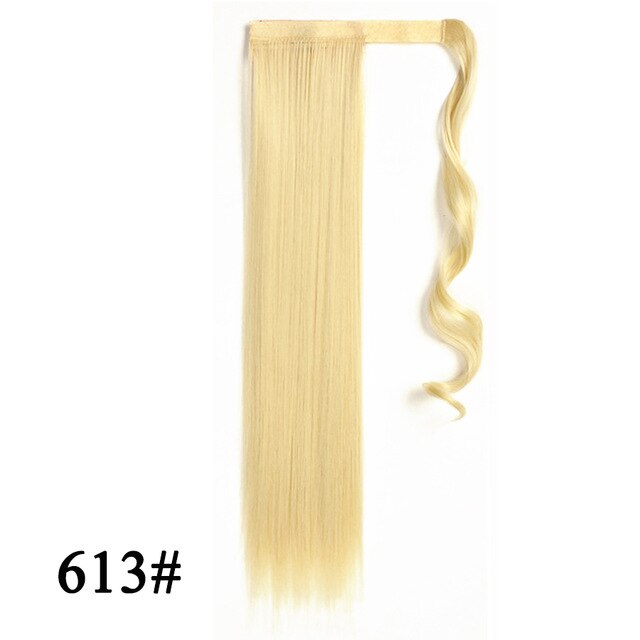 Leeons Long Curly Clip In Hair Tail 21Inch Synthetic Drawstring Ponytail Hairpiece With Hairpins Wrap Pony Tail Hair Extension
