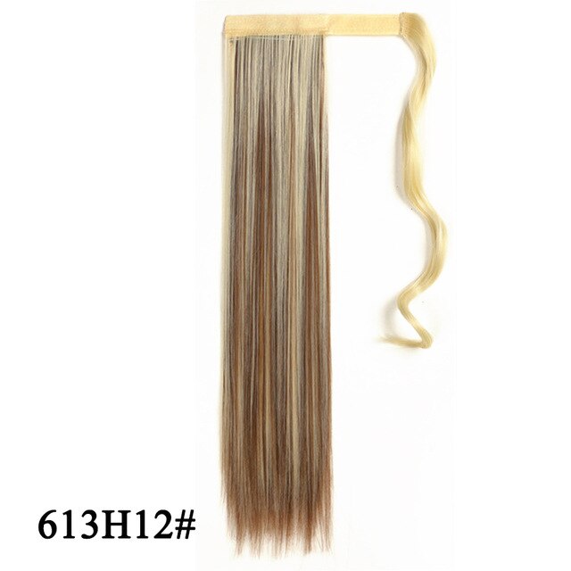 Leeons Long Curly Clip In Hair Tail 21Inch Synthetic Drawstring Ponytail Hairpiece With Hairpins Wrap Pony Tail Hair Extension