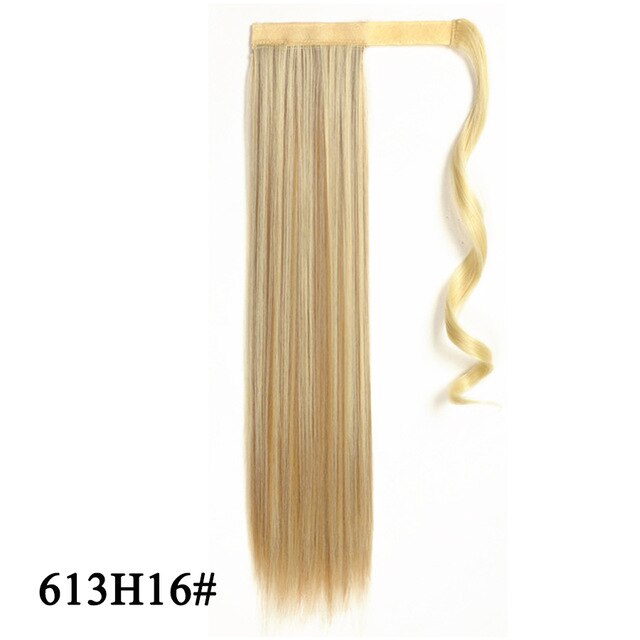 Leeons Long Curly Clip In Hair Tail 21Inch Synthetic Drawstring Ponytail Hairpiece With Hairpins Wrap Pony Tail Hair Extension