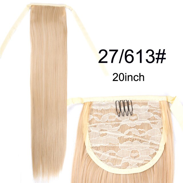 Leeons Long Curly Clip In Hair Tail 21Inch Synthetic Drawstring Ponytail Hairpiece With Hairpins Wrap Pony Tail Hair Extension
