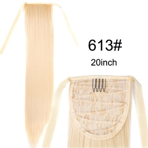 Leeons Long Curly Clip In Hair Tail 21Inch Synthetic Drawstring Ponytail Hairpiece With Hairpins Wrap Pony Tail Hair Extension