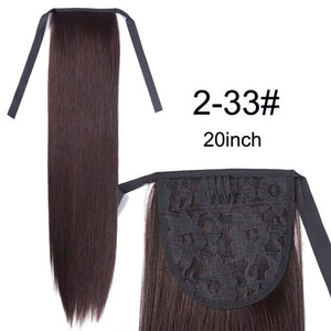 Leeons Long Curly Clip In Hair Tail 21Inch Synthetic Drawstring Ponytail Hairpiece With Hairpins Wrap Pony Tail Hair Extension