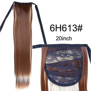 Leeons Long Curly Clip In Hair Tail 21Inch Synthetic Drawstring Ponytail Hairpiece With Hairpins Wrap Pony Tail Hair Extension