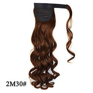 Leeons Long Curly Clip In Hair Tail 21Inch Synthetic Drawstring Ponytail Hairpiece With Hairpins Wrap Pony Tail Hair Extension