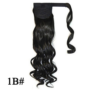 Leeons Long Curly Clip In Hair Tail 21Inch Synthetic Drawstring Ponytail Hairpiece With Hairpins Wrap Pony Tail Hair Extension