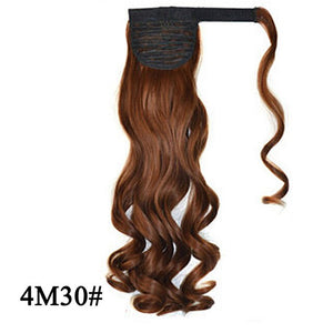 Leeons Long Curly Clip In Hair Tail 21Inch Synthetic Drawstring Ponytail Hairpiece With Hairpins Wrap Pony Tail Hair Extension