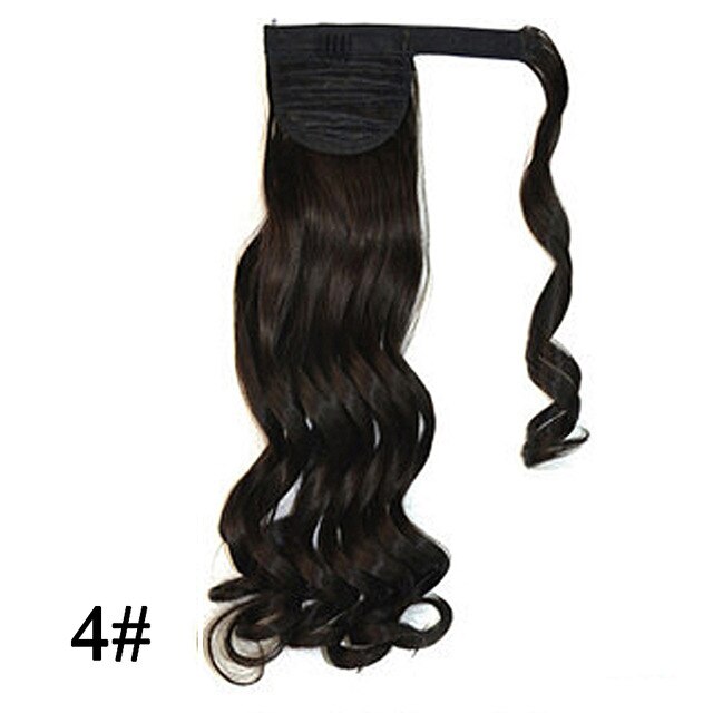 Leeons Long Curly Clip In Hair Tail 21Inch Synthetic Drawstring Ponytail Hairpiece With Hairpins Wrap Pony Tail Hair Extension