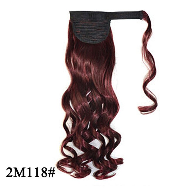 Leeons Long Curly Clip In Hair Tail 21Inch Synthetic Drawstring Ponytail Hairpiece With Hairpins Wrap Pony Tail Hair Extension
