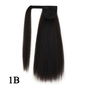 Leeons Long Curly Clip In Hair Tail 21Inch Synthetic Drawstring Ponytail Hairpiece With Hairpins Wrap Pony Tail Hair Extension