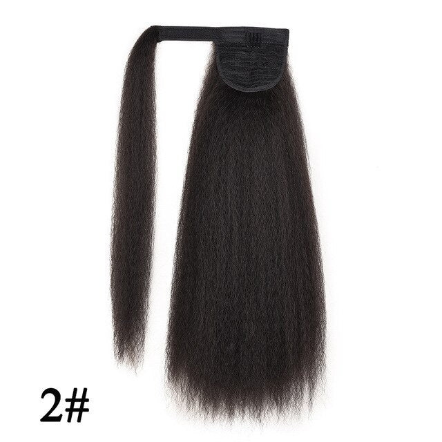 Leeons Long Curly Clip In Hair Tail 21Inch Synthetic Drawstring Ponytail Hairpiece With Hairpins Wrap Pony Tail Hair Extension