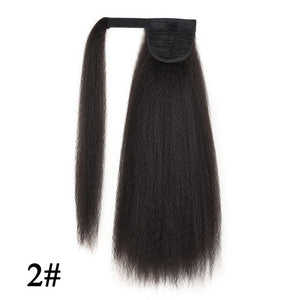 Leeons Long Curly Clip In Hair Tail 21Inch Synthetic Drawstring Ponytail Hairpiece With Hairpins Wrap Pony Tail Hair Extension
