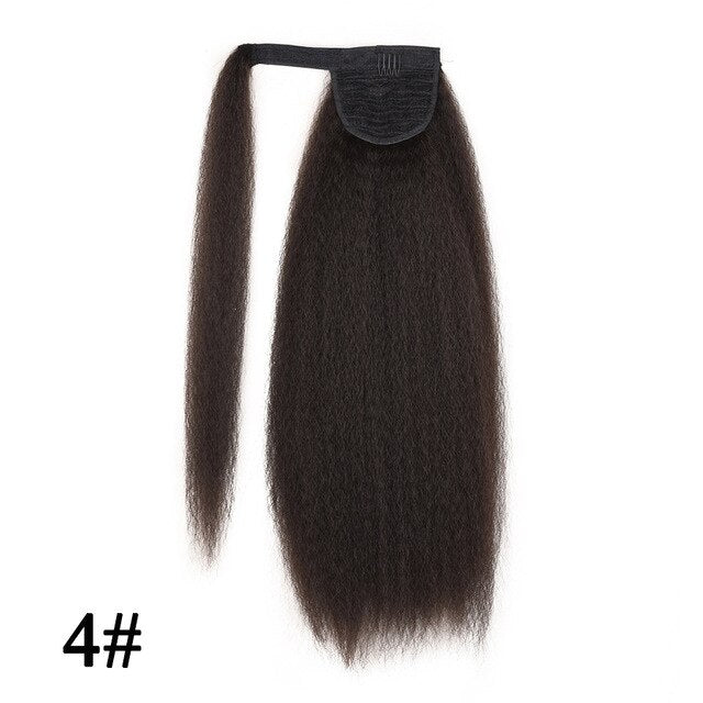 Leeons Long Curly Clip In Hair Tail 21Inch Synthetic Drawstring Ponytail Hairpiece With Hairpins Wrap Pony Tail Hair Extension