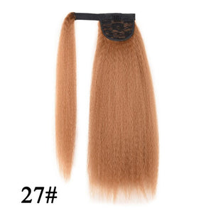 Leeons Long Curly Clip In Hair Tail 21Inch Synthetic Drawstring Ponytail Hairpiece With Hairpins Wrap Pony Tail Hair Extension