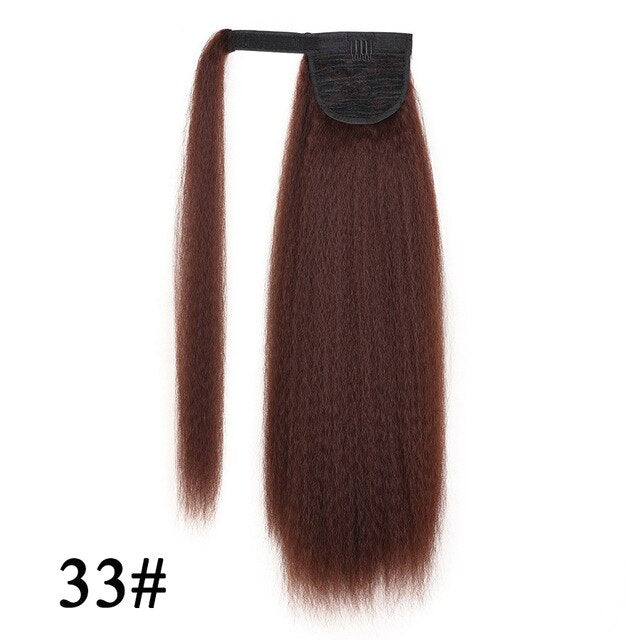 Leeons Long Curly Clip In Hair Tail 21Inch Synthetic Drawstring Ponytail Hairpiece With Hairpins Wrap Pony Tail Hair Extension