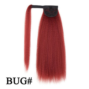 Leeons Long Curly Clip In Hair Tail 21Inch Synthetic Drawstring Ponytail Hairpiece With Hairpins Wrap Pony Tail Hair Extension