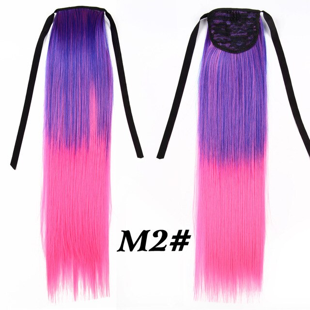 Leeons Long Curly Clip In Hair Tail 21Inch Synthetic Drawstring Ponytail Hairpiece With Hairpins Wrap Pony Tail Hair Extension