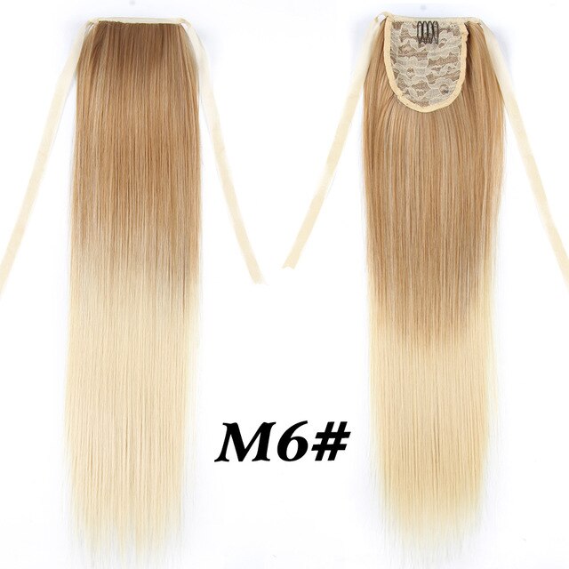 Leeons Long Curly Clip In Hair Tail 21Inch Synthetic Drawstring Ponytail Hairpiece With Hairpins Wrap Pony Tail Hair Extension