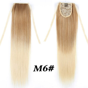 Leeons Long Curly Clip In Hair Tail 21Inch Synthetic Drawstring Ponytail Hairpiece With Hairpins Wrap Pony Tail Hair Extension