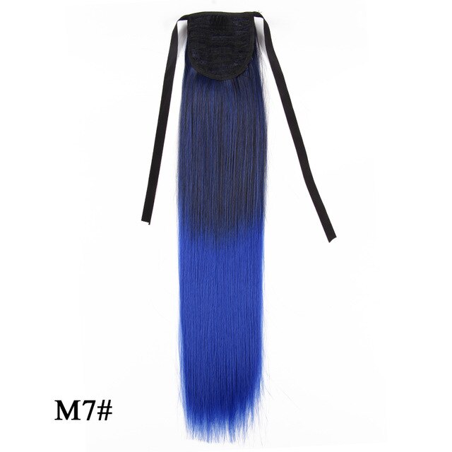 Leeons Long Curly Clip In Hair Tail 21Inch Synthetic Drawstring Ponytail Hairpiece With Hairpins Wrap Pony Tail Hair Extension