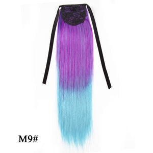 Leeons Long Curly Clip In Hair Tail 21Inch Synthetic Drawstring Ponytail Hairpiece With Hairpins Wrap Pony Tail Hair Extension