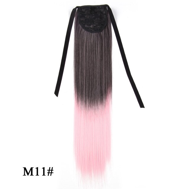 Leeons Long Curly Clip In Hair Tail 21Inch Synthetic Drawstring Ponytail Hairpiece With Hairpins Wrap Pony Tail Hair Extension