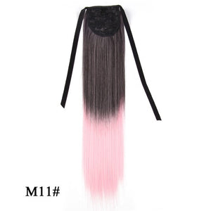Leeons Long Curly Clip In Hair Tail 21Inch Synthetic Drawstring Ponytail Hairpiece With Hairpins Wrap Pony Tail Hair Extension