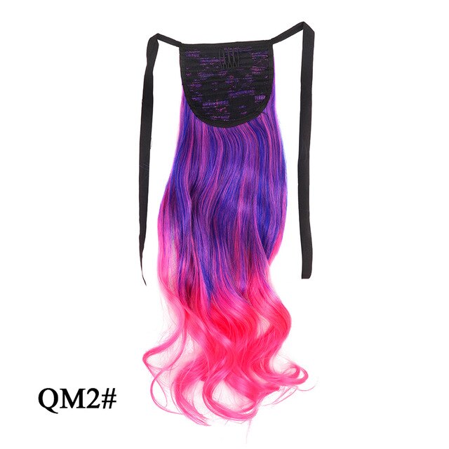 Leeons Long Curly Clip In Hair Tail 21Inch Synthetic Drawstring Ponytail Hairpiece With Hairpins Wrap Pony Tail Hair Extension