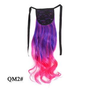 Leeons Long Curly Clip In Hair Tail 21Inch Synthetic Drawstring Ponytail Hairpiece With Hairpins Wrap Pony Tail Hair Extension